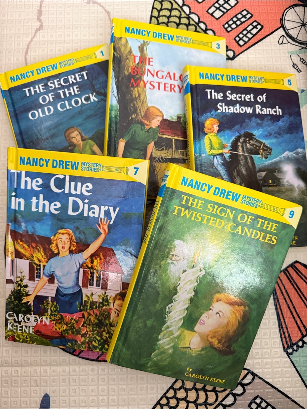 5 Piece Lot Nancy Drew Mystery Stories Vintage Hardcover Set